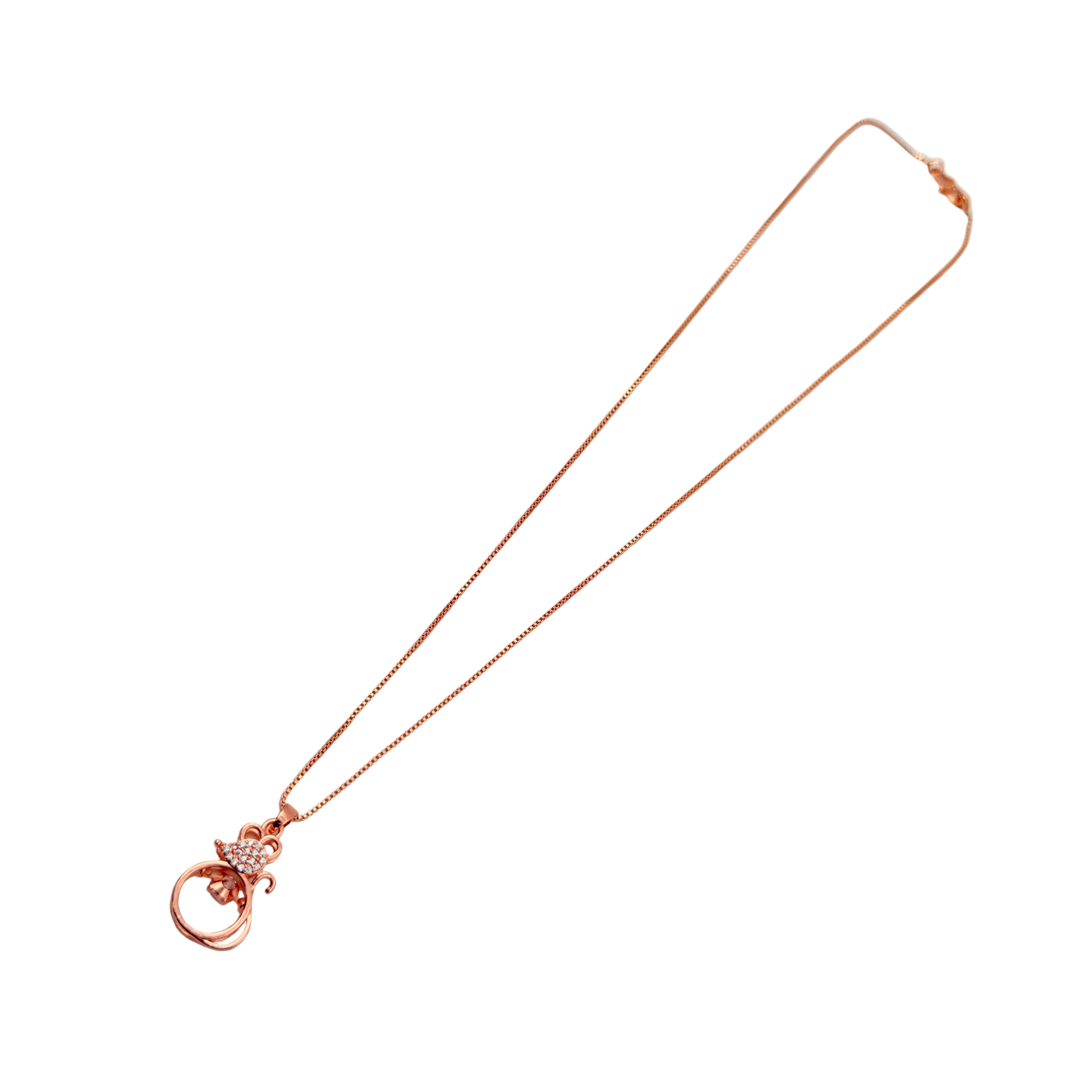 Rose Gold Crystal Cat Pendant Necklace