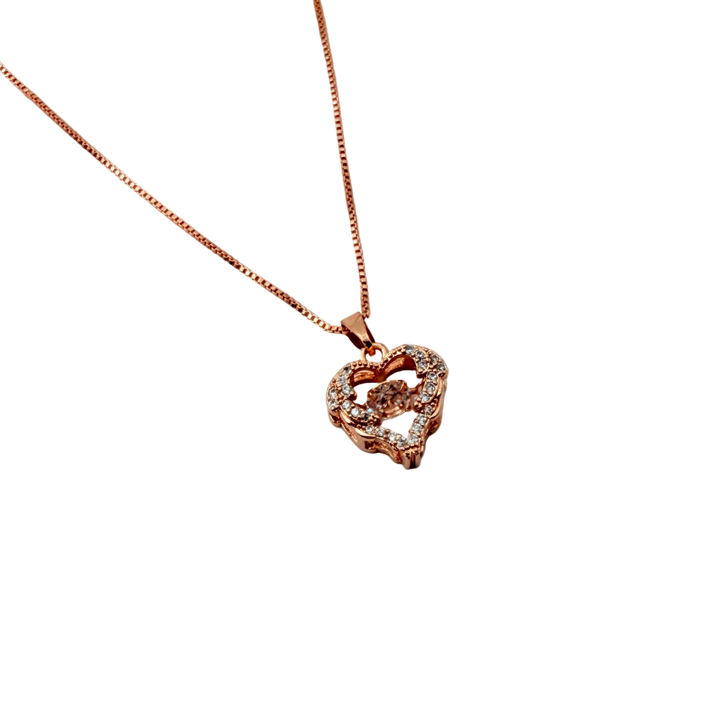 Rose Gold Floral Crystal Pendant Necklace