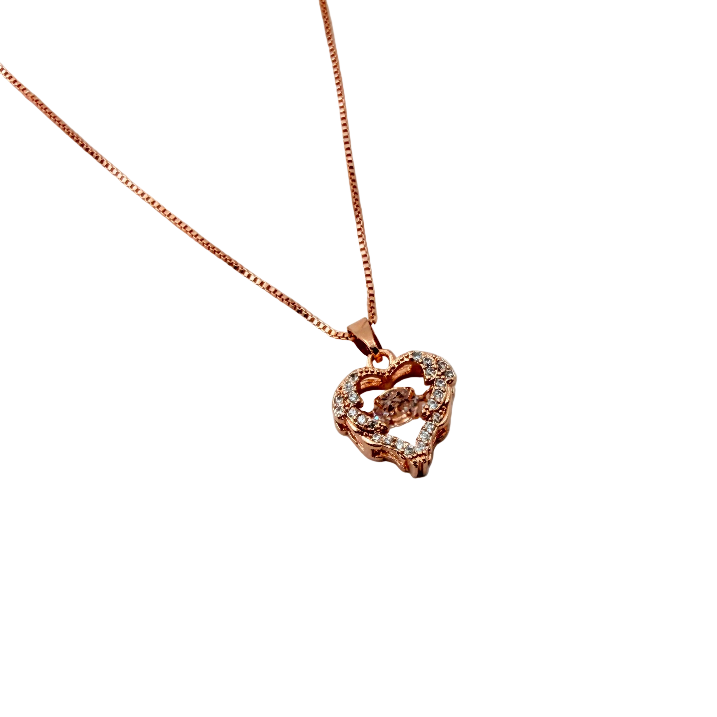 Rose Gold Floral Crystal Pendant Necklace