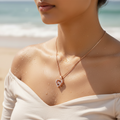 Rose Gold Floral Crystal Pendant Necklace
