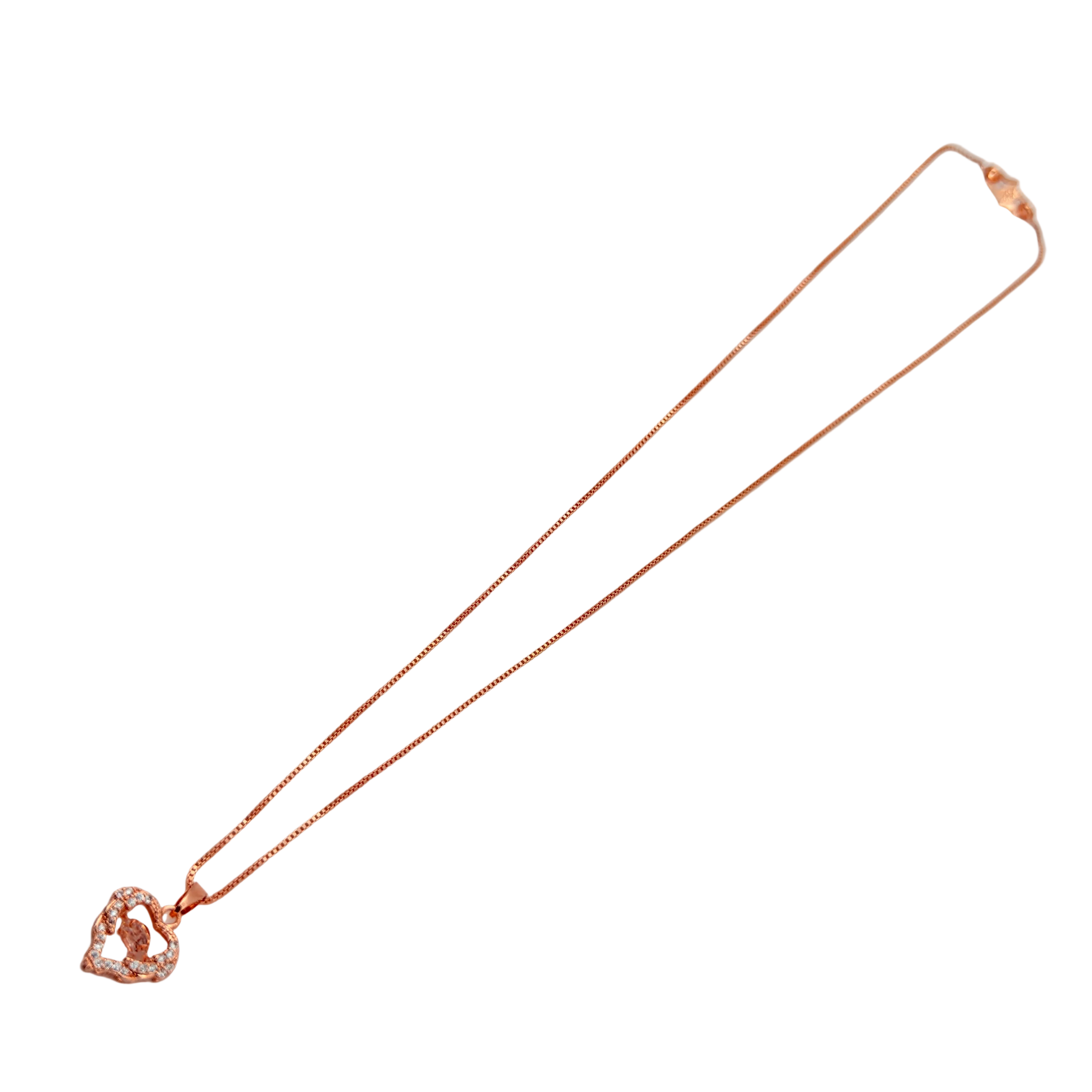Rose Gold Floral Crystal Pendant Necklace