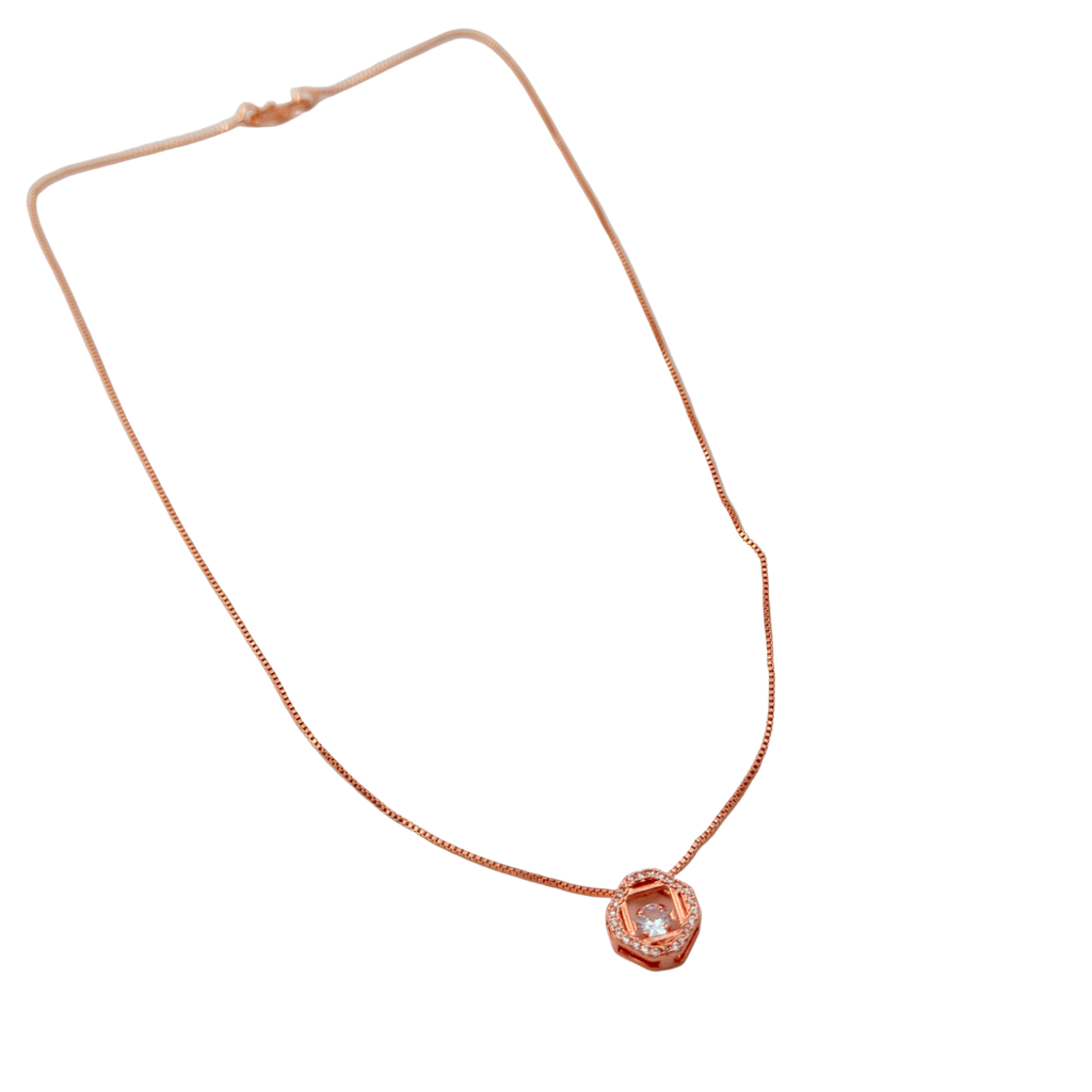 Rose Gold Geometric Crystal Pendant Necklace