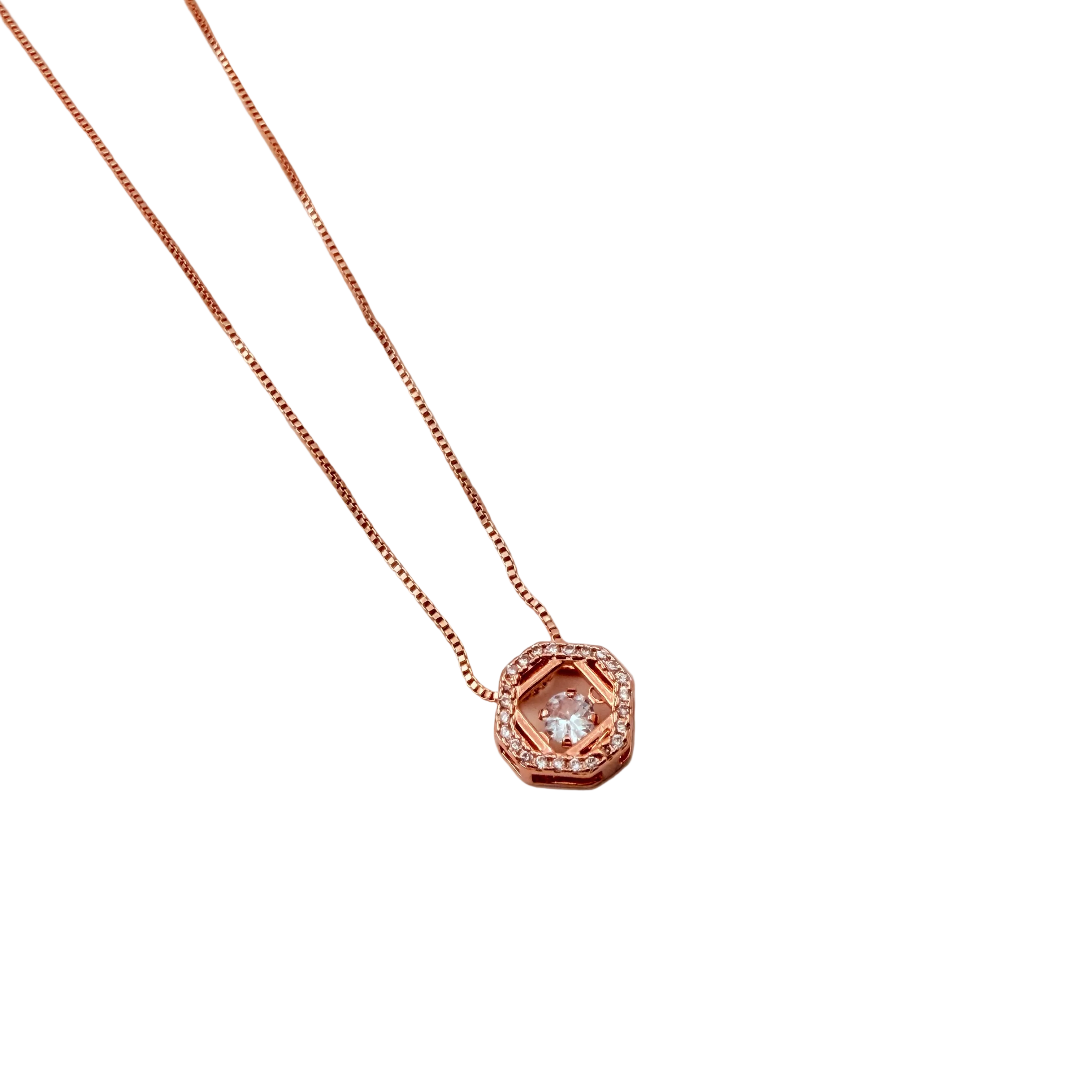 Rose Gold Geometric Crystal Pendant Necklace