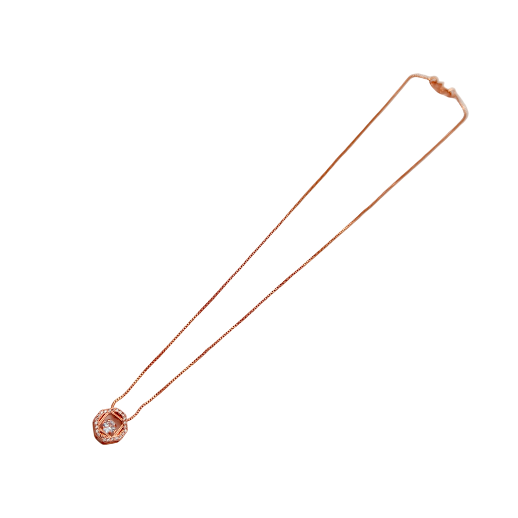 Rose Gold Geometric Crystal Pendant Necklace
