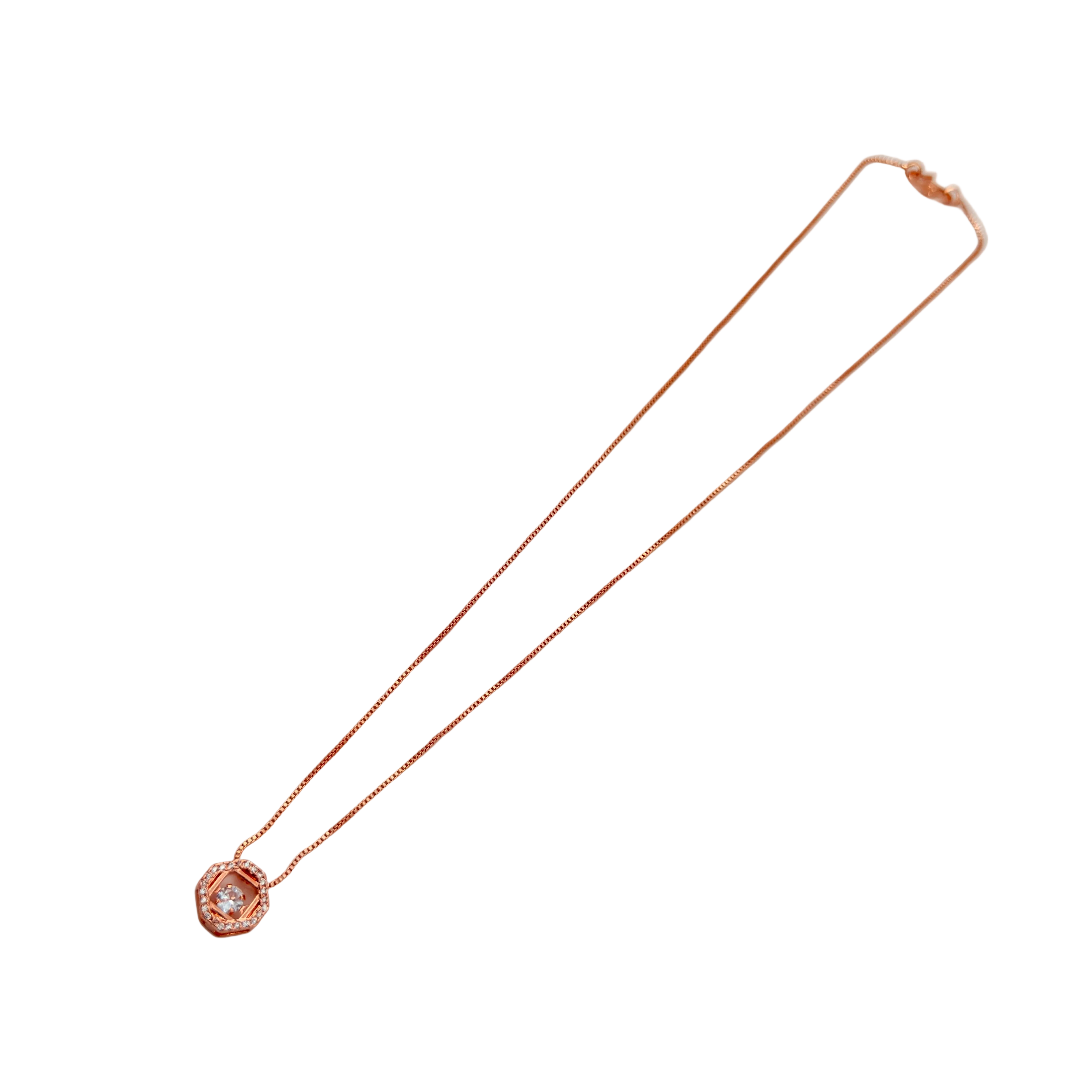 Rose Gold Geometric Crystal Pendant Necklace