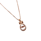 Rose Gold Ribbon Crystal Pendant Necklace