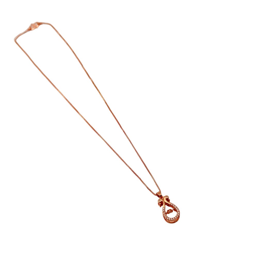 Rose Gold Ribbon Crystal Pendant Necklace