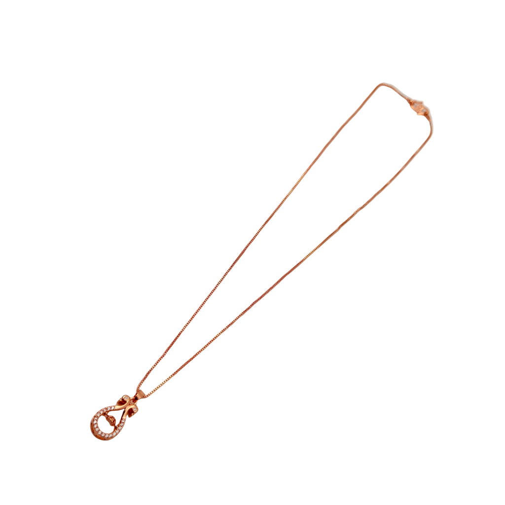 Rose Gold Ribbon Crystal Pendant Necklace