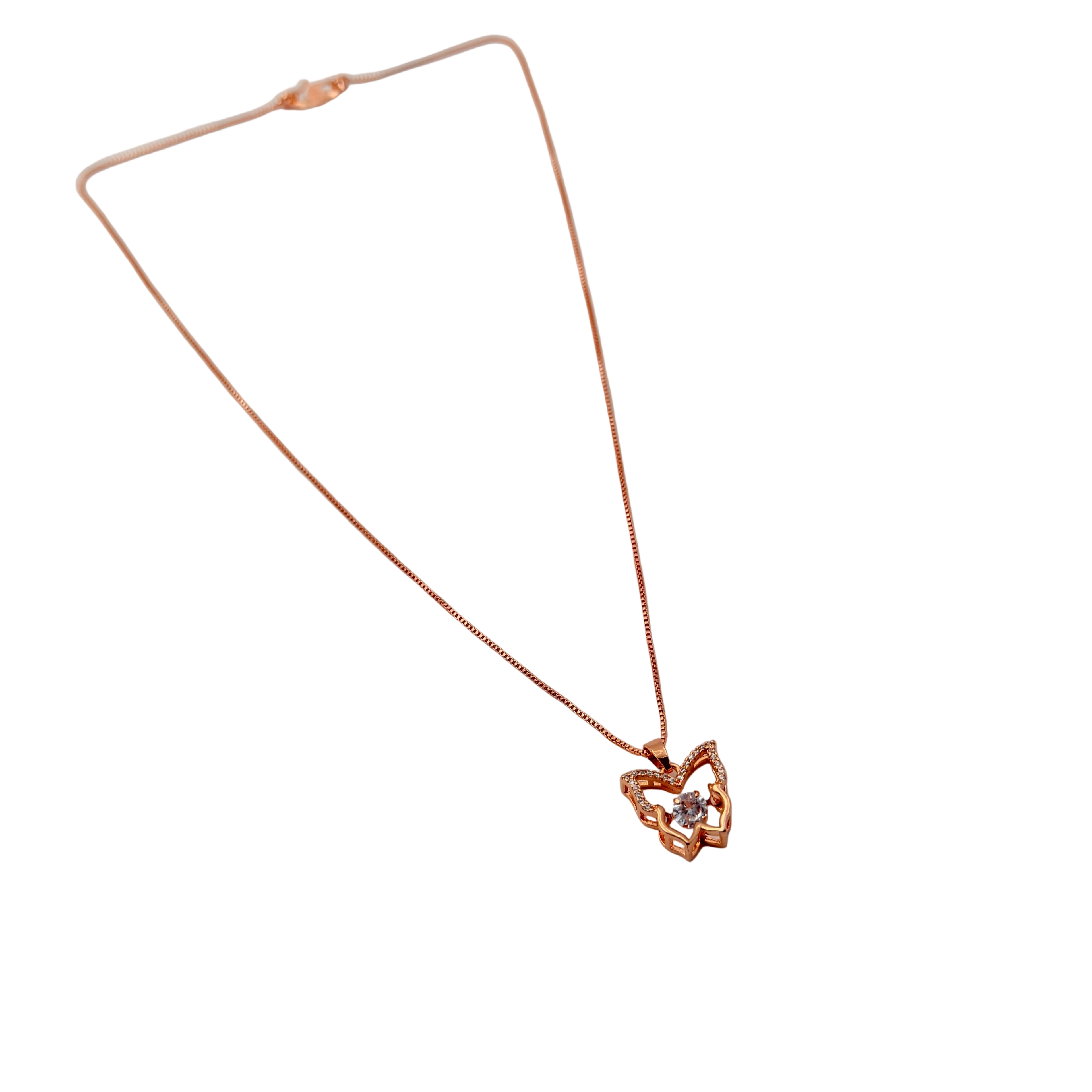 Rose Gold Butterfly Crystal Pendant Necklace