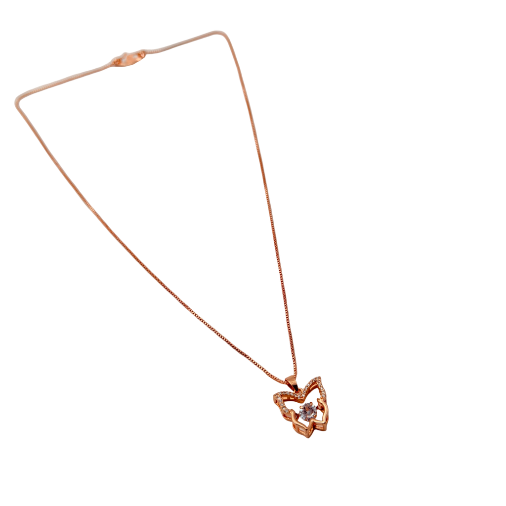 Rose Gold Butterfly Crystal Pendant Necklace