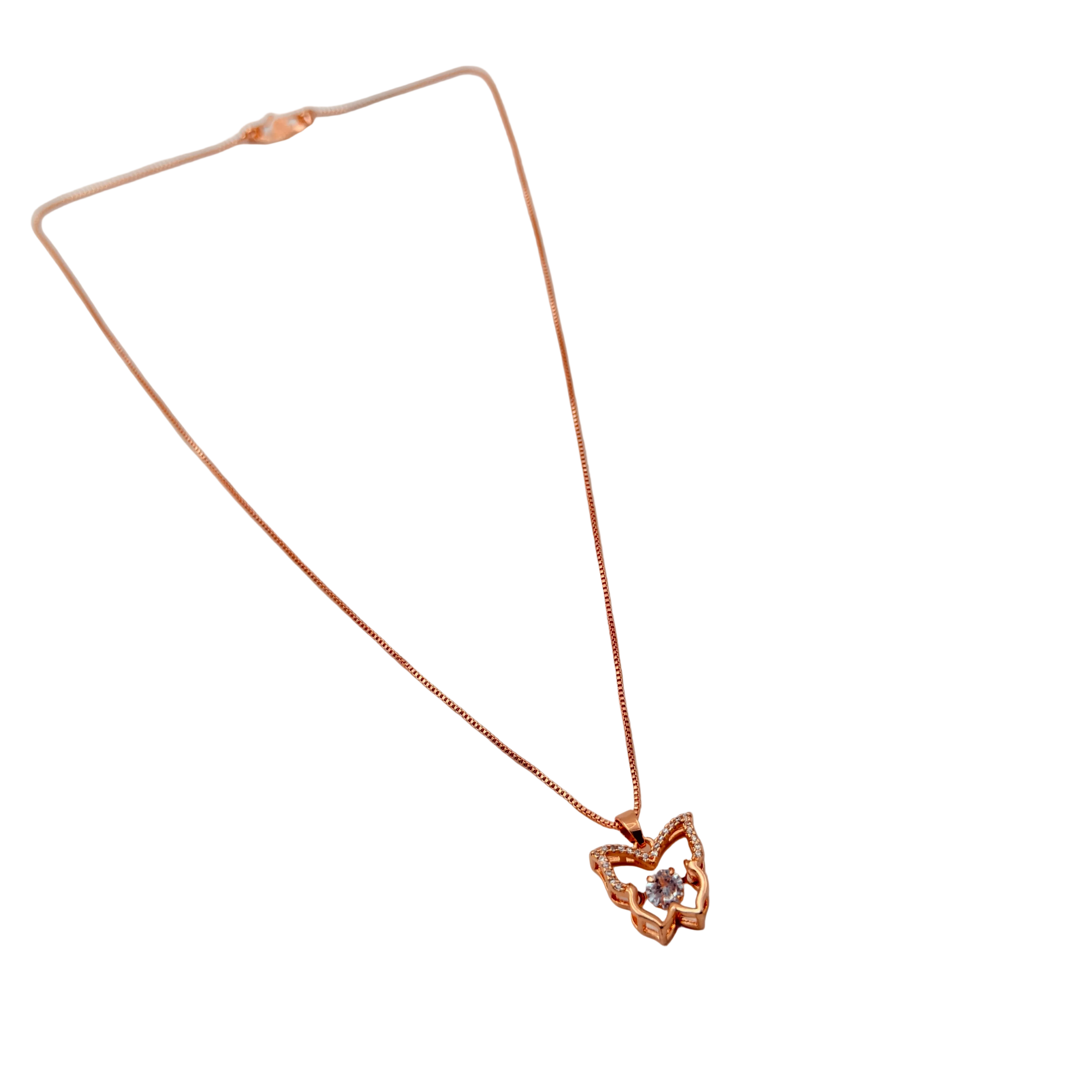 Rose Gold Butterfly Crystal Pendant Necklace
