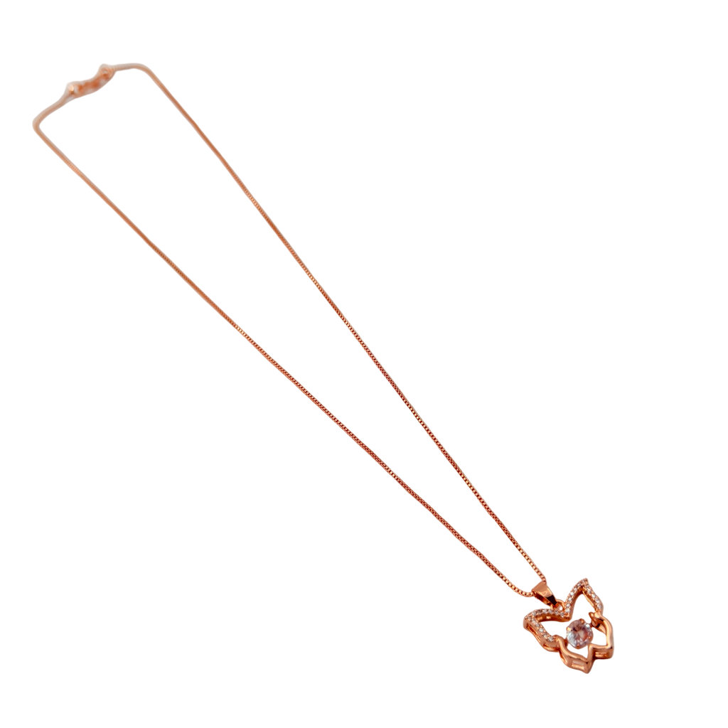 Rose Gold Butterfly Crystal Pendant Necklace