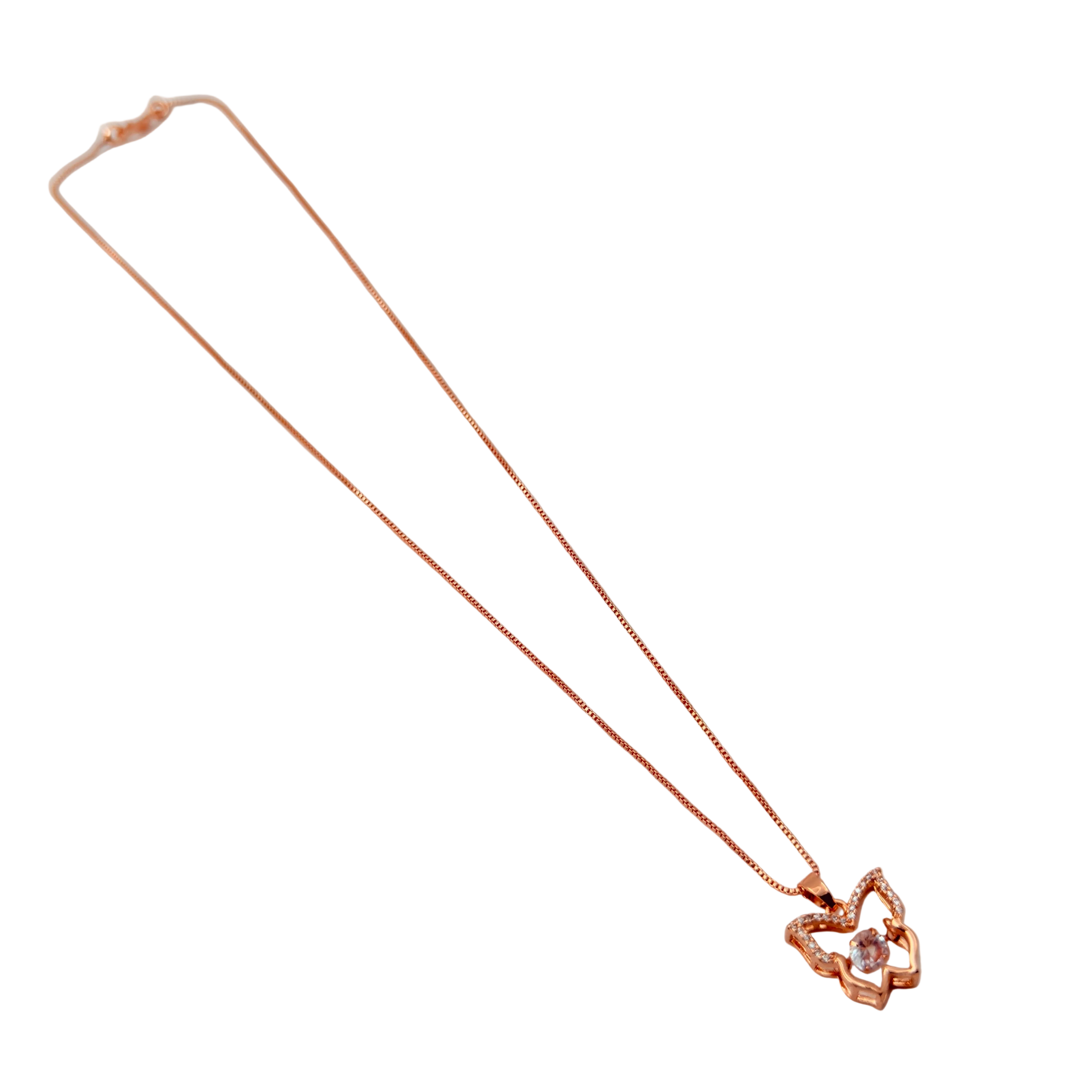 Rose Gold Butterfly Crystal Pendant Necklace