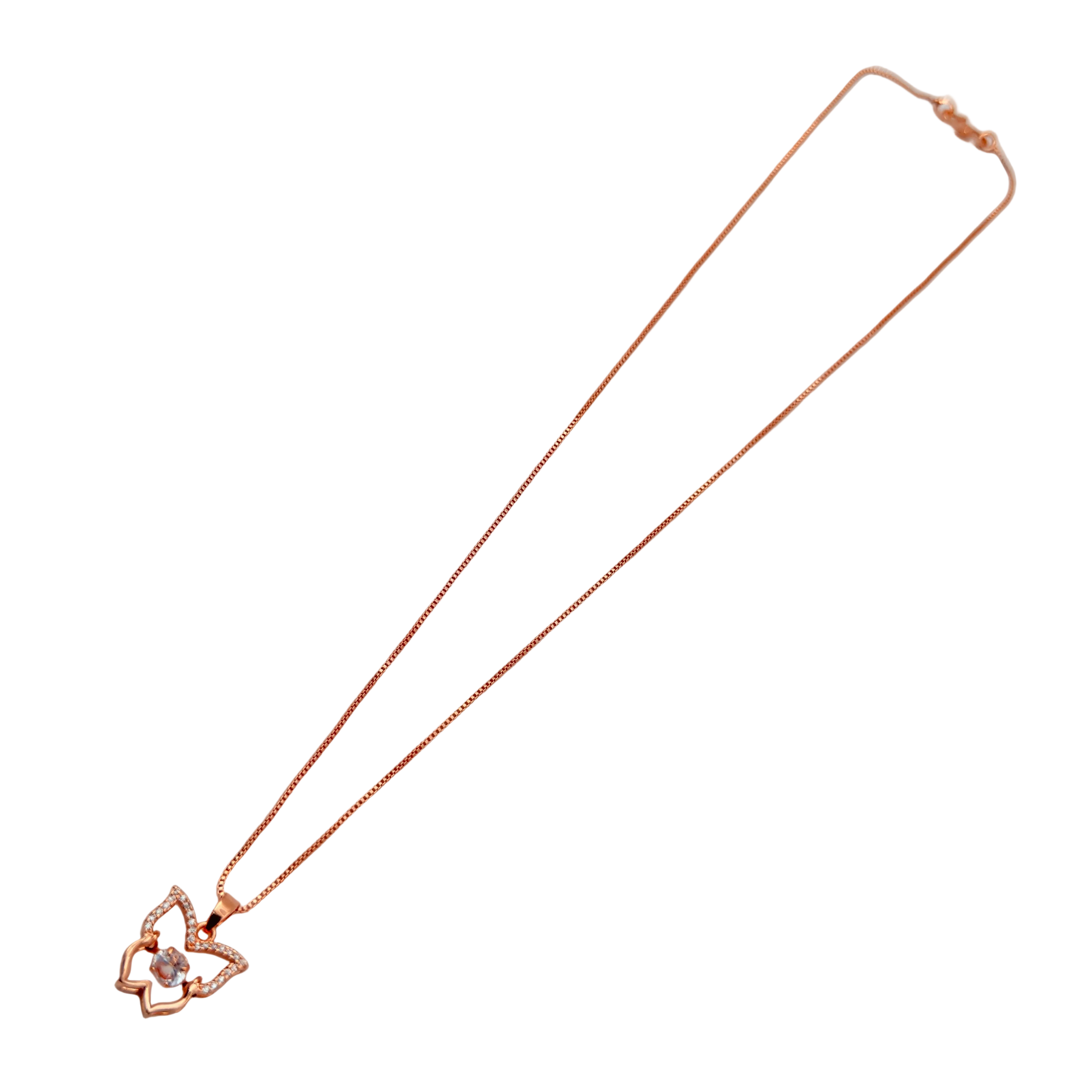 Rose Gold Butterfly Crystal Pendant Necklace