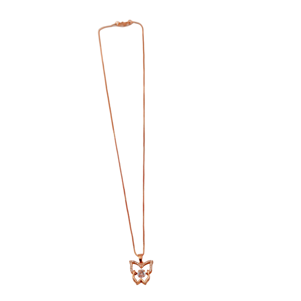 Rose Gold Butterfly Crystal Pendant Necklace
