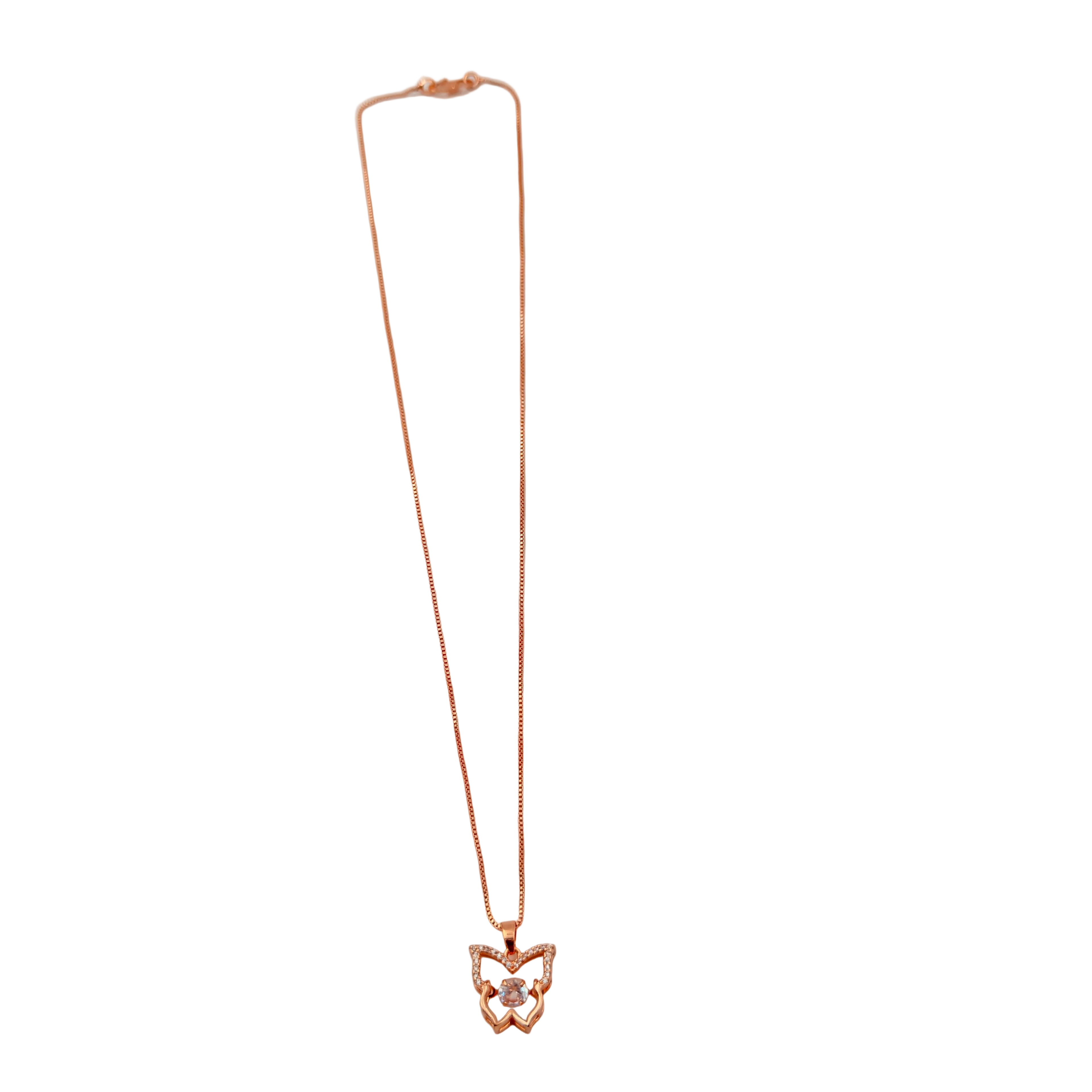Rose Gold Butterfly Crystal Pendant Necklace