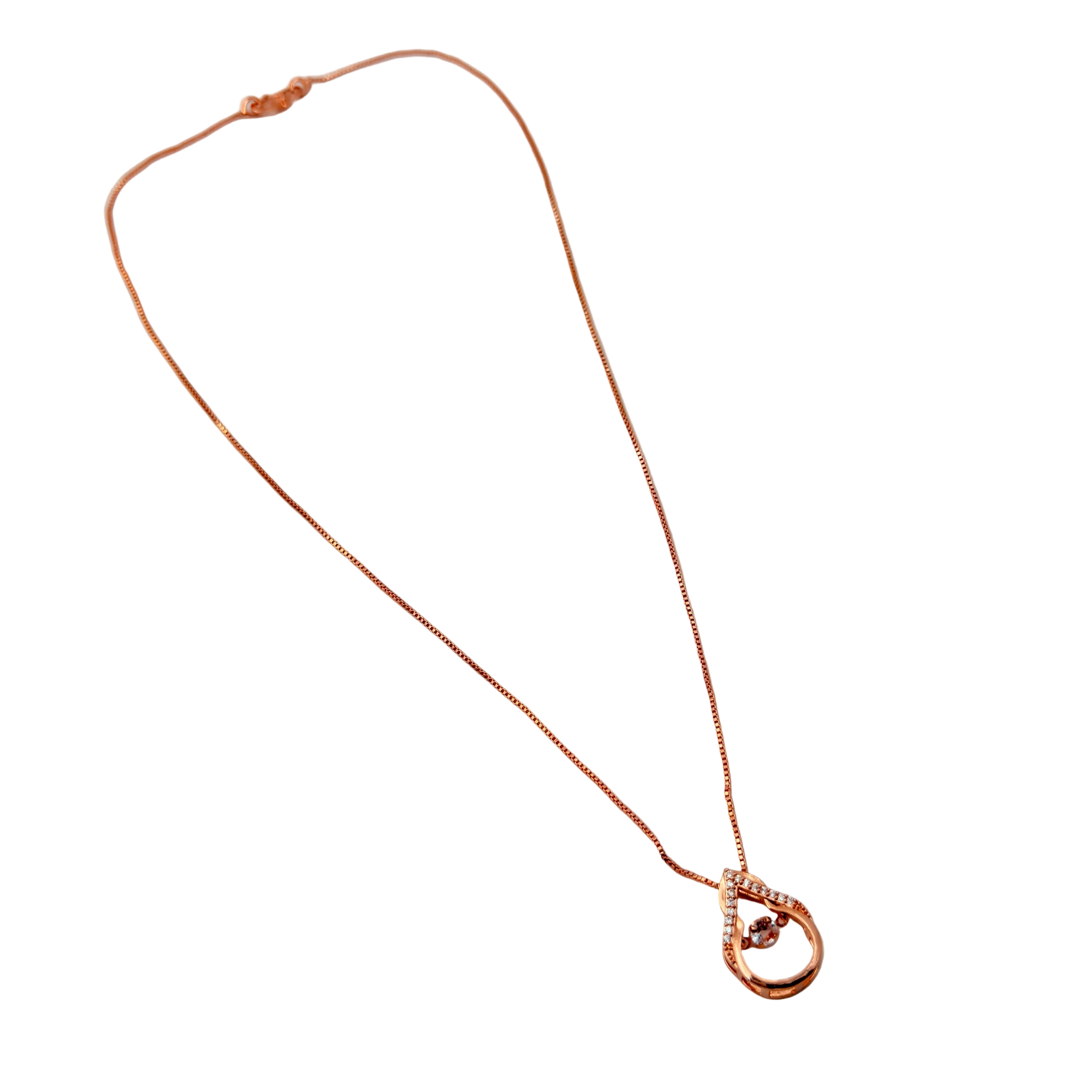 Rose Gold Teardrop Crystal Pendant Necklace