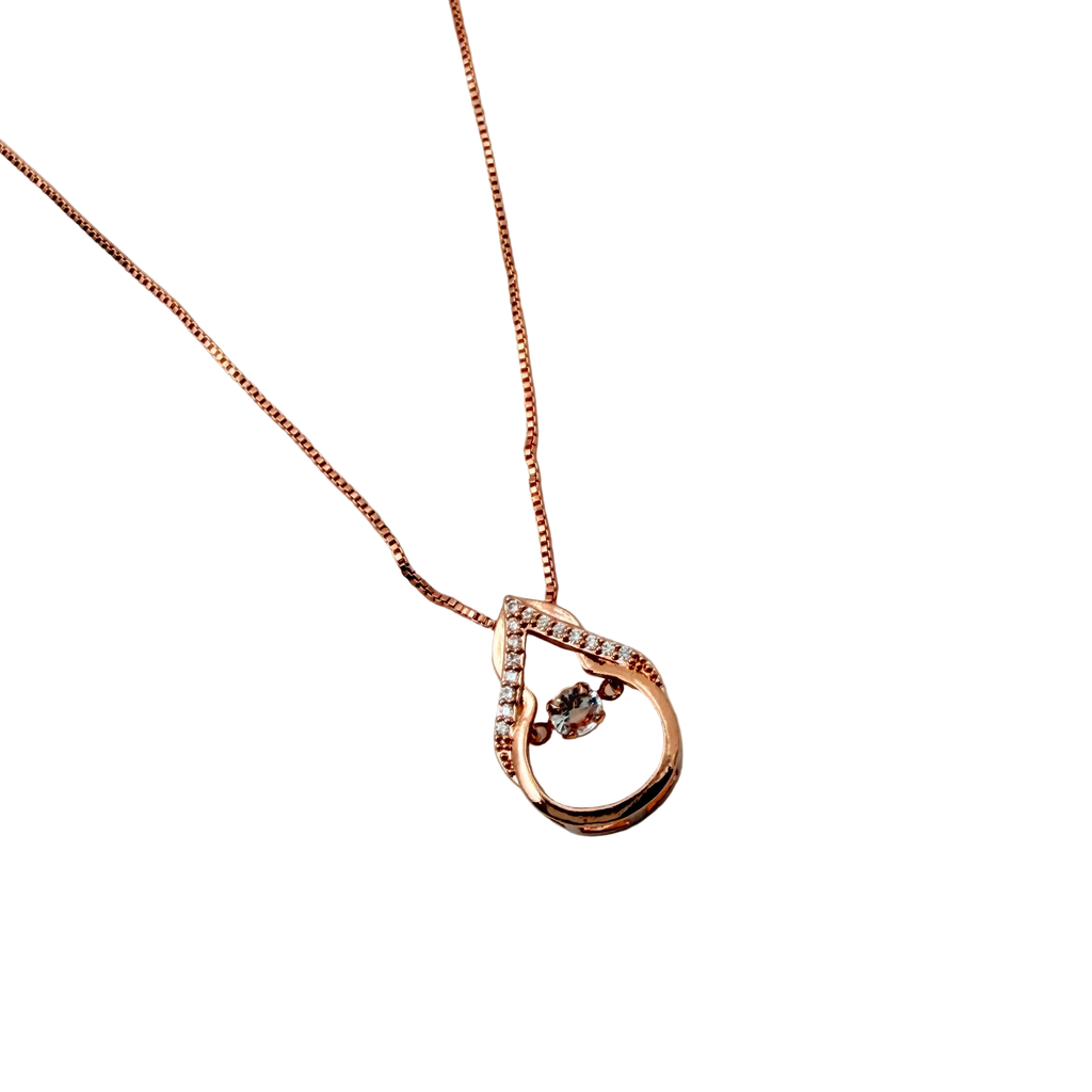 Rose Gold Teardrop Crystal Pendant Necklace