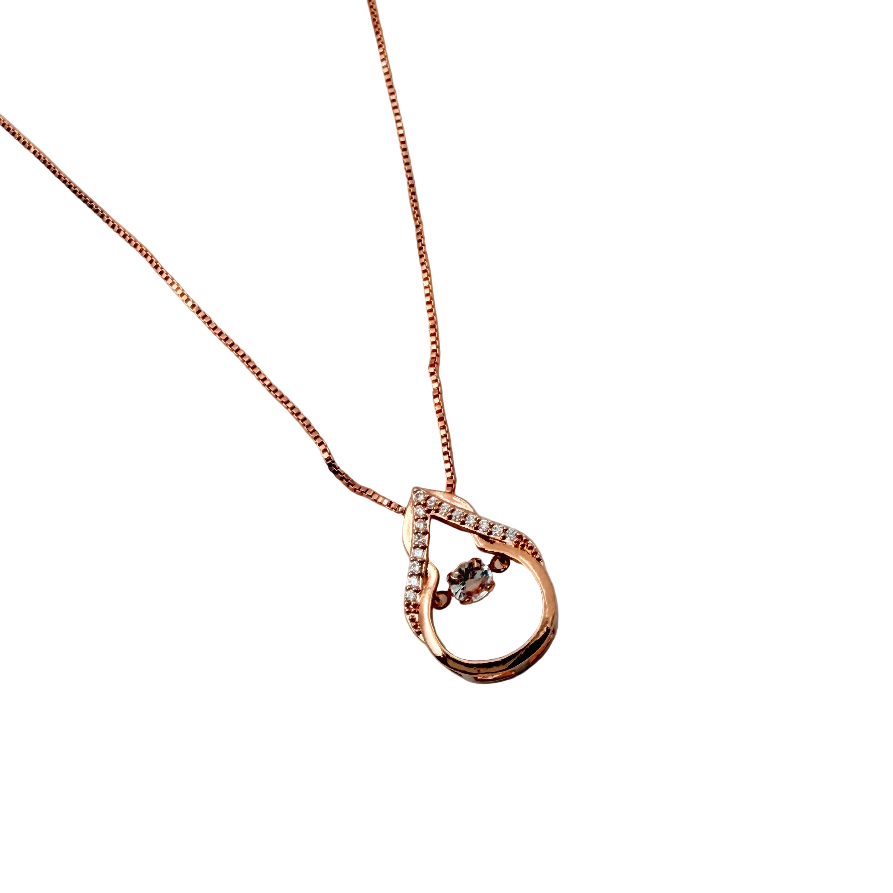 Rose Gold Teardrop Crystal Pendant Necklace