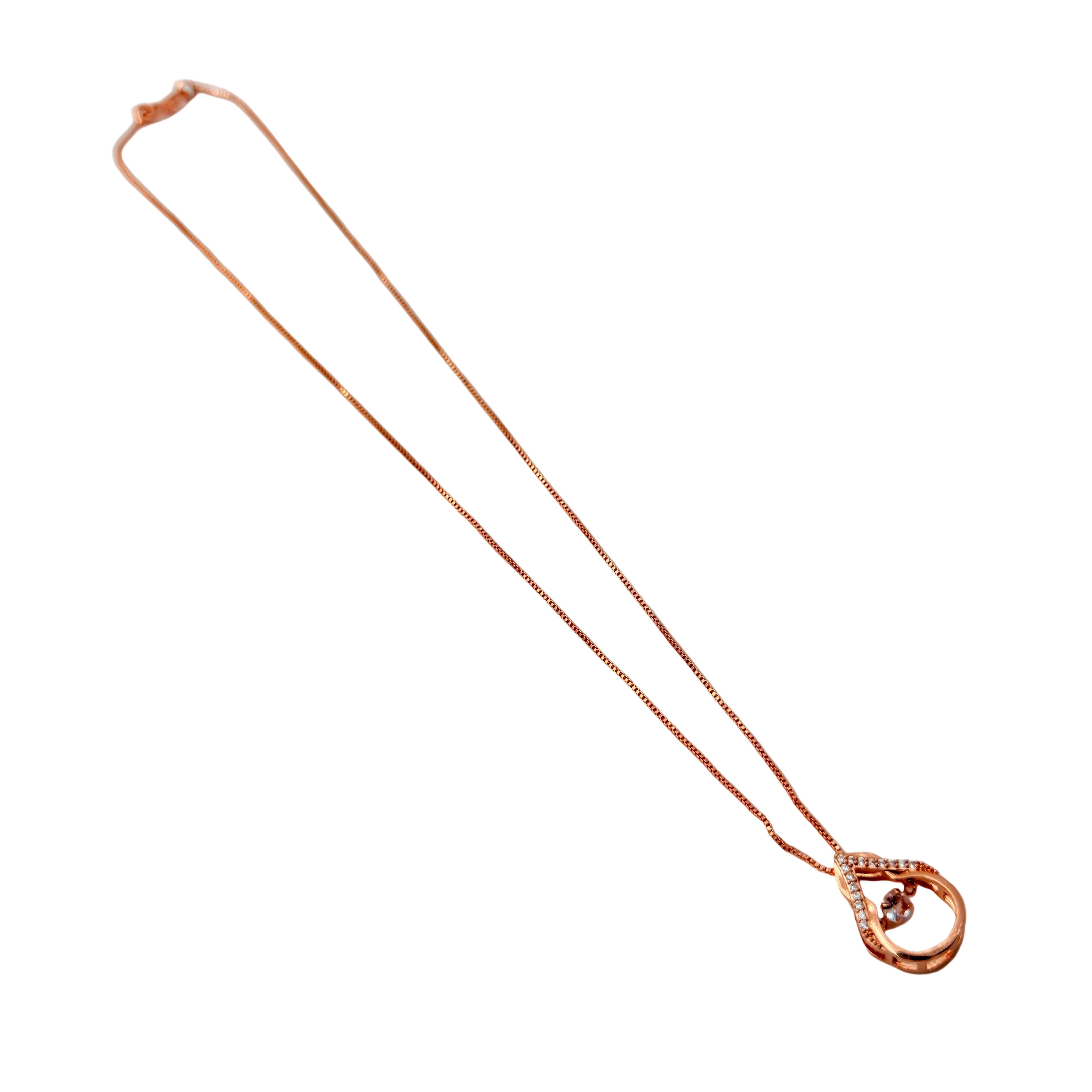 Rose Gold Teardrop Crystal Pendant Necklace