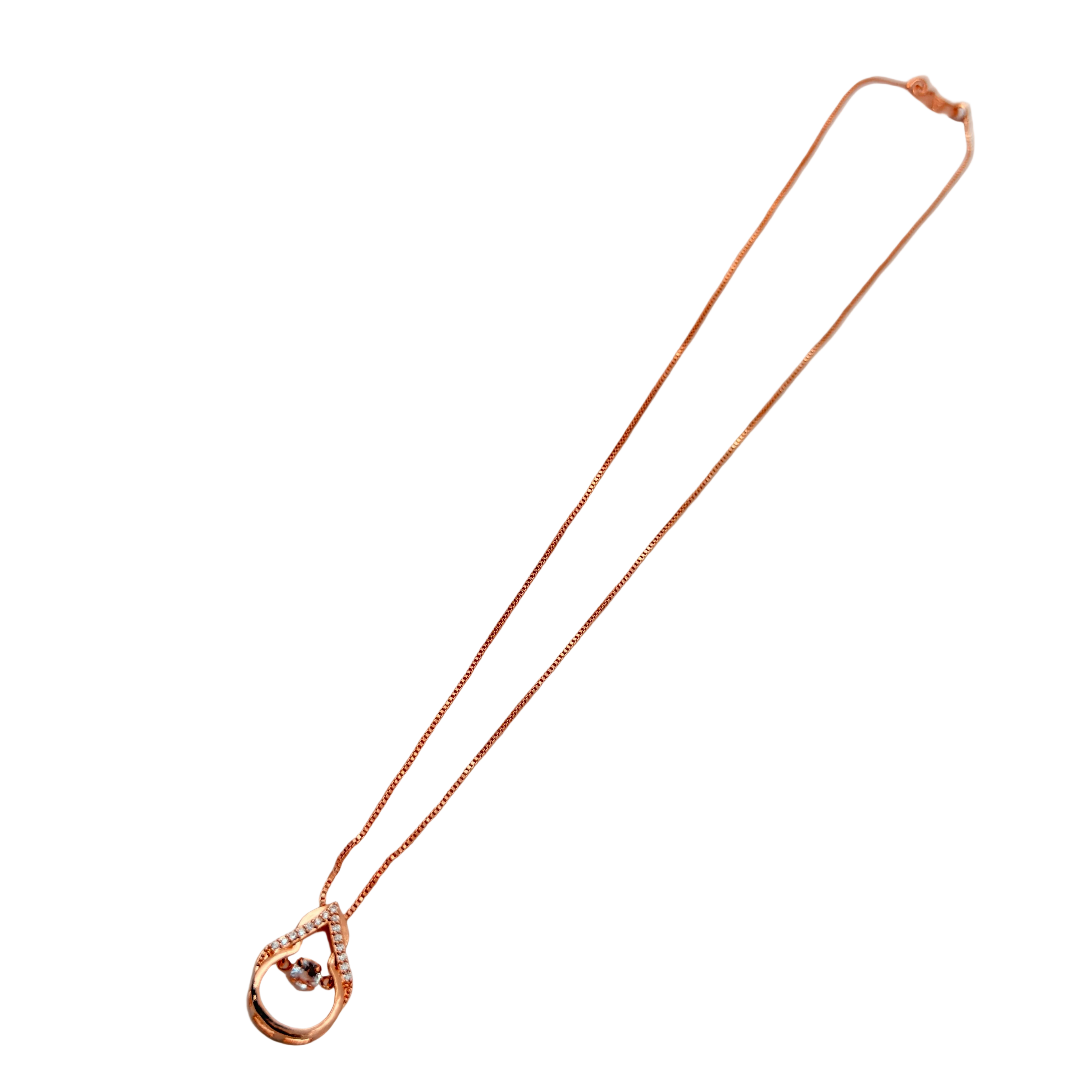 Rose Gold Teardrop Crystal Pendant Necklace