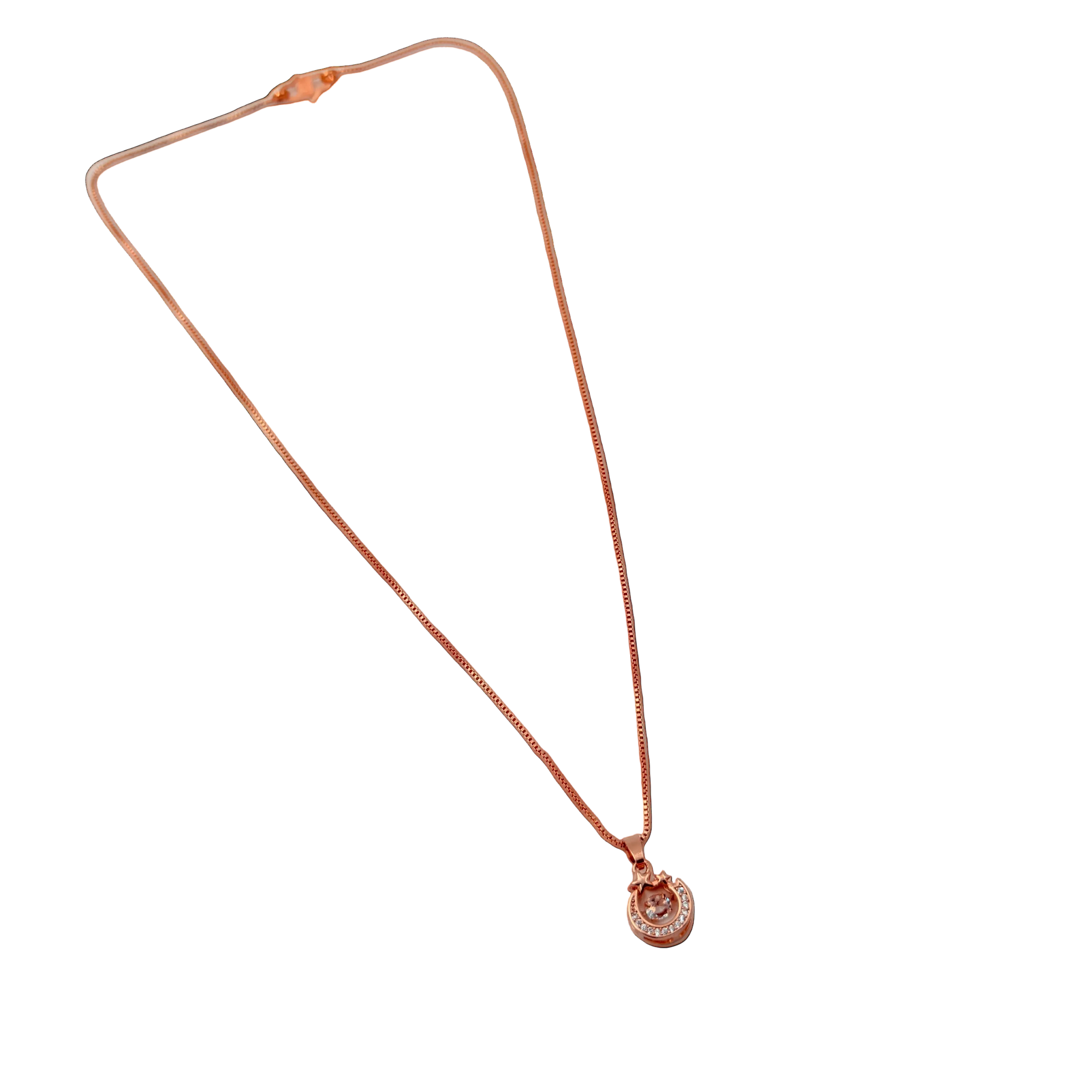 Rose Gold Lucky Horseshoe Crystal Pendant Necklace