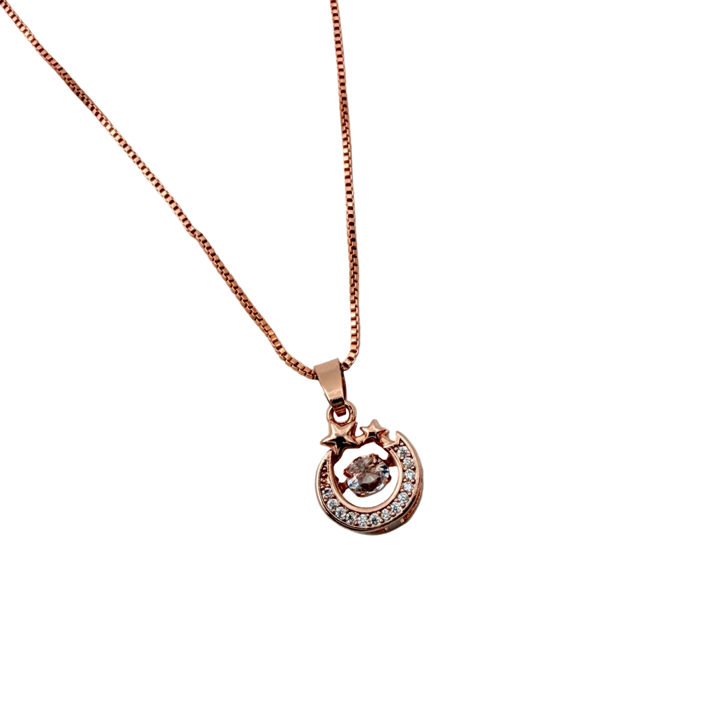 Rose Gold Lucky Horseshoe Crystal Pendant Necklace