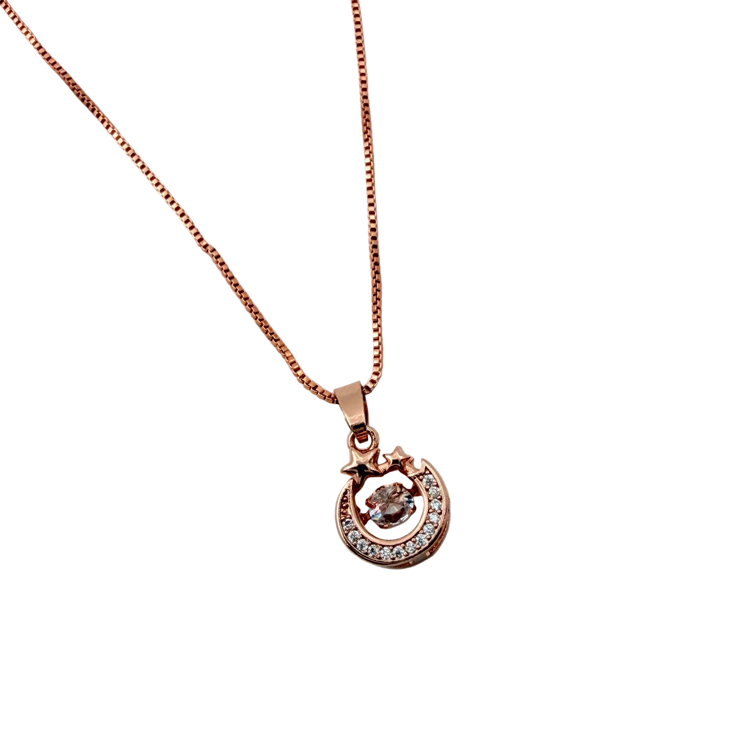 Rose Gold Lucky Horseshoe Crystal Pendant Necklace