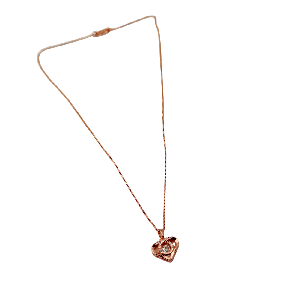 Rose Gold Heart Halo Crystal Pendant Necklace