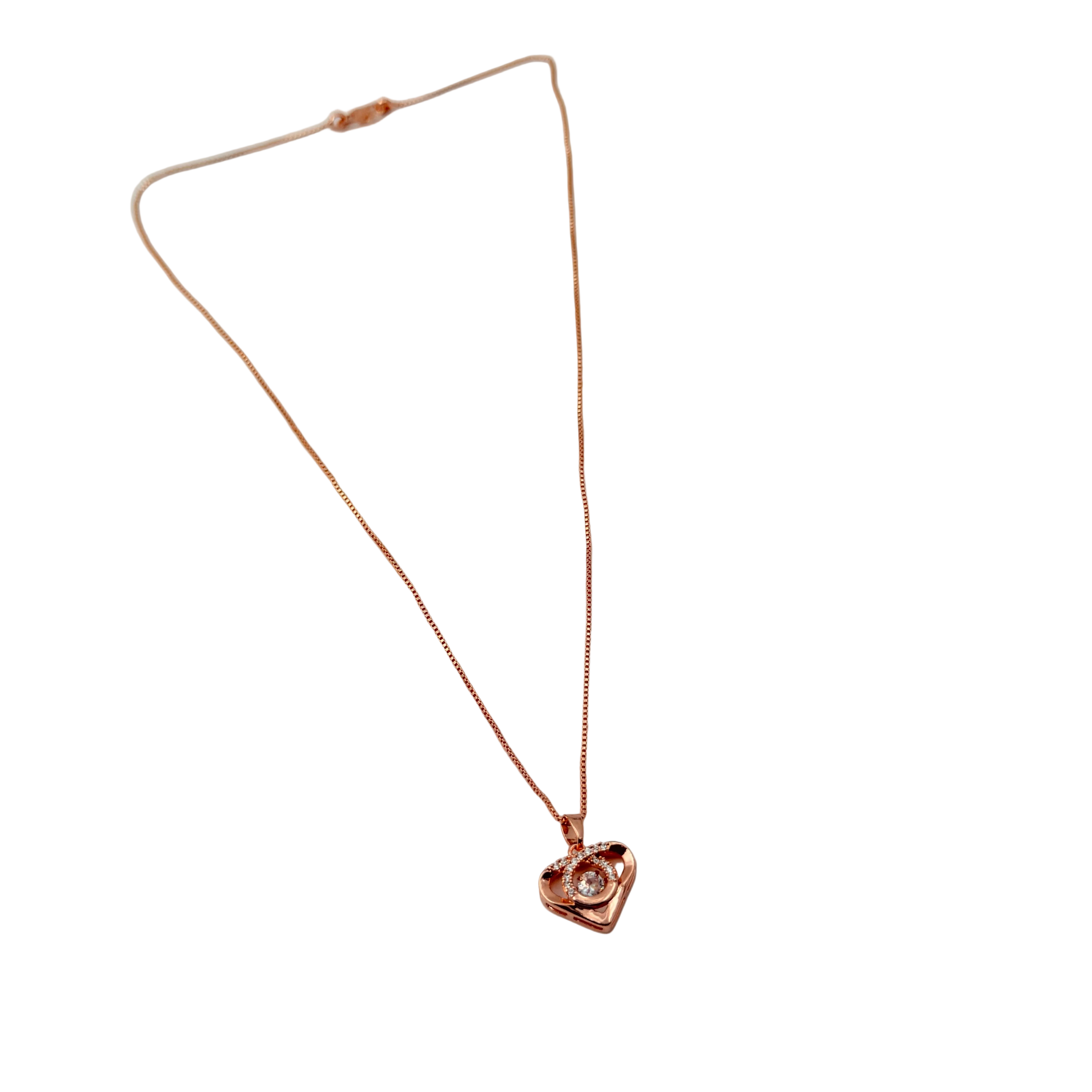 Rose Gold Heart Halo Crystal Pendant Necklace