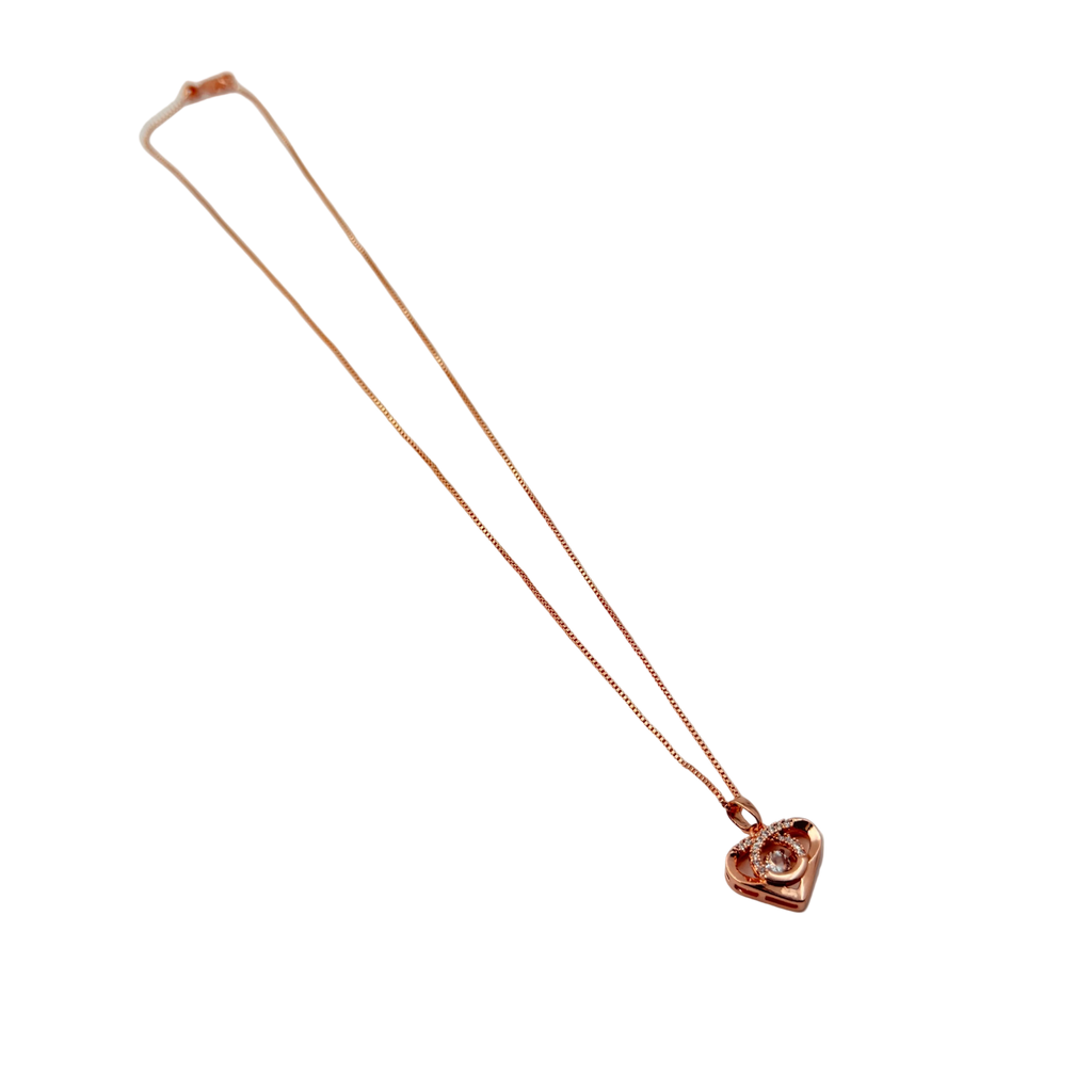 Rose Gold Heart Halo Crystal Pendant Necklace