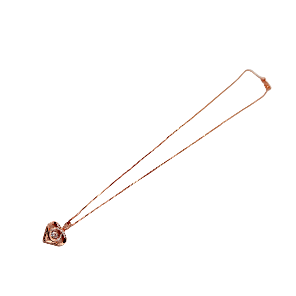 Rose Gold Heart Halo Crystal Pendant Necklace