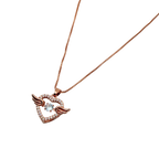 Rose Gold Angel Wings Heart Crystal Pendant Necklace