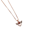 Rose Gold Angel Wings Heart Crystal Pendant Necklace