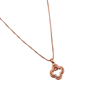 Rose Gold Floral Clover Crystal Pendant Necklace