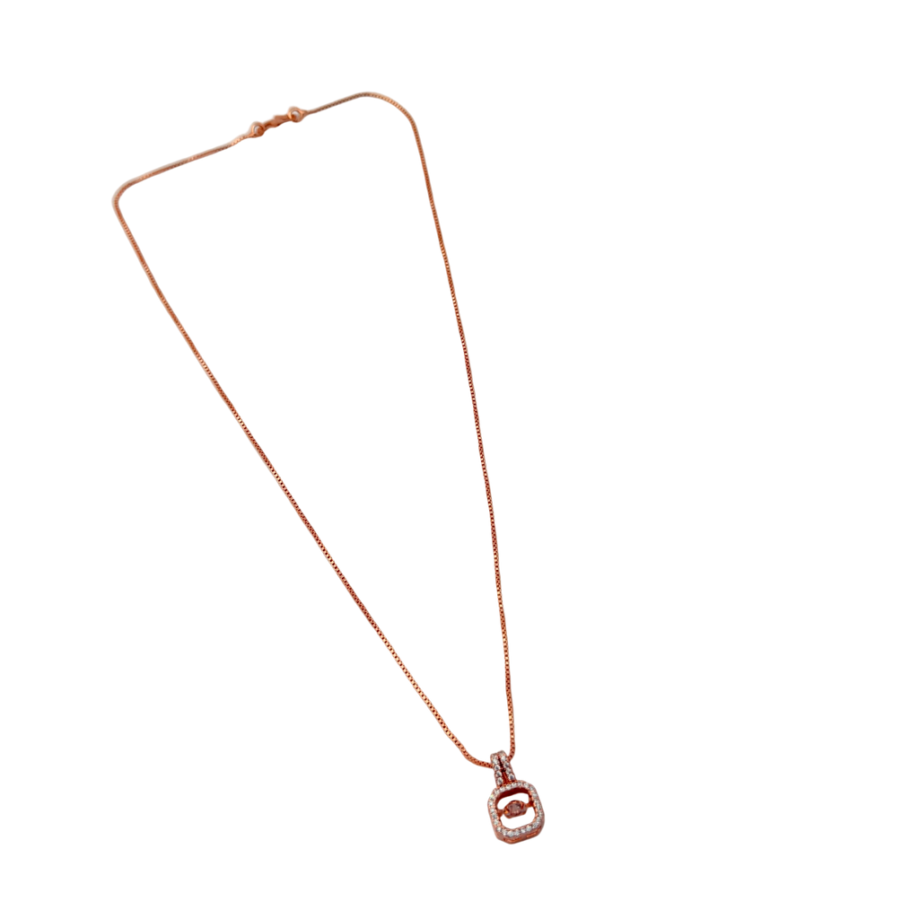 Rose Gold Luxe Lock Crystal Pendant Necklace
