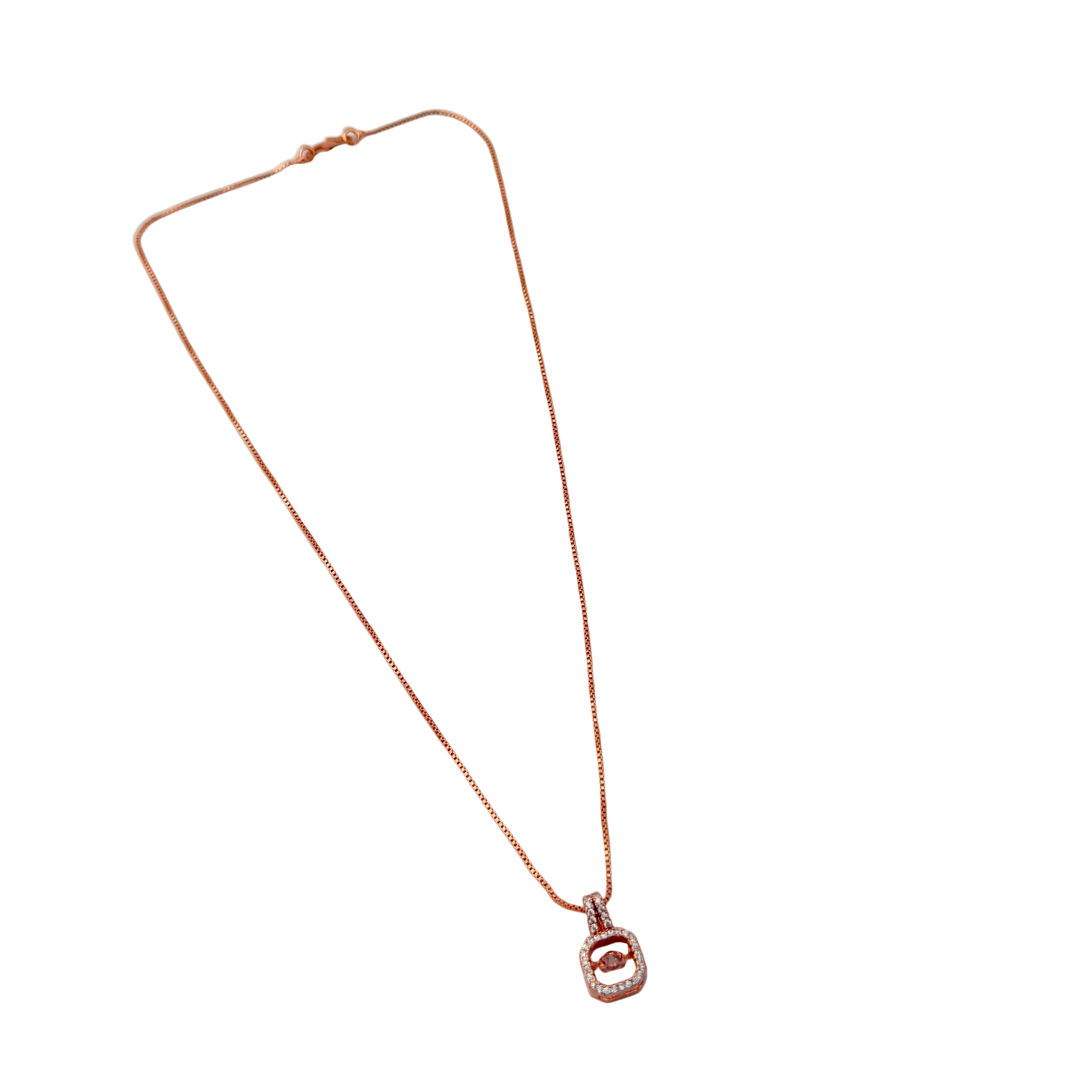 Rose Gold Luxe Lock Crystal Pendant Necklace
