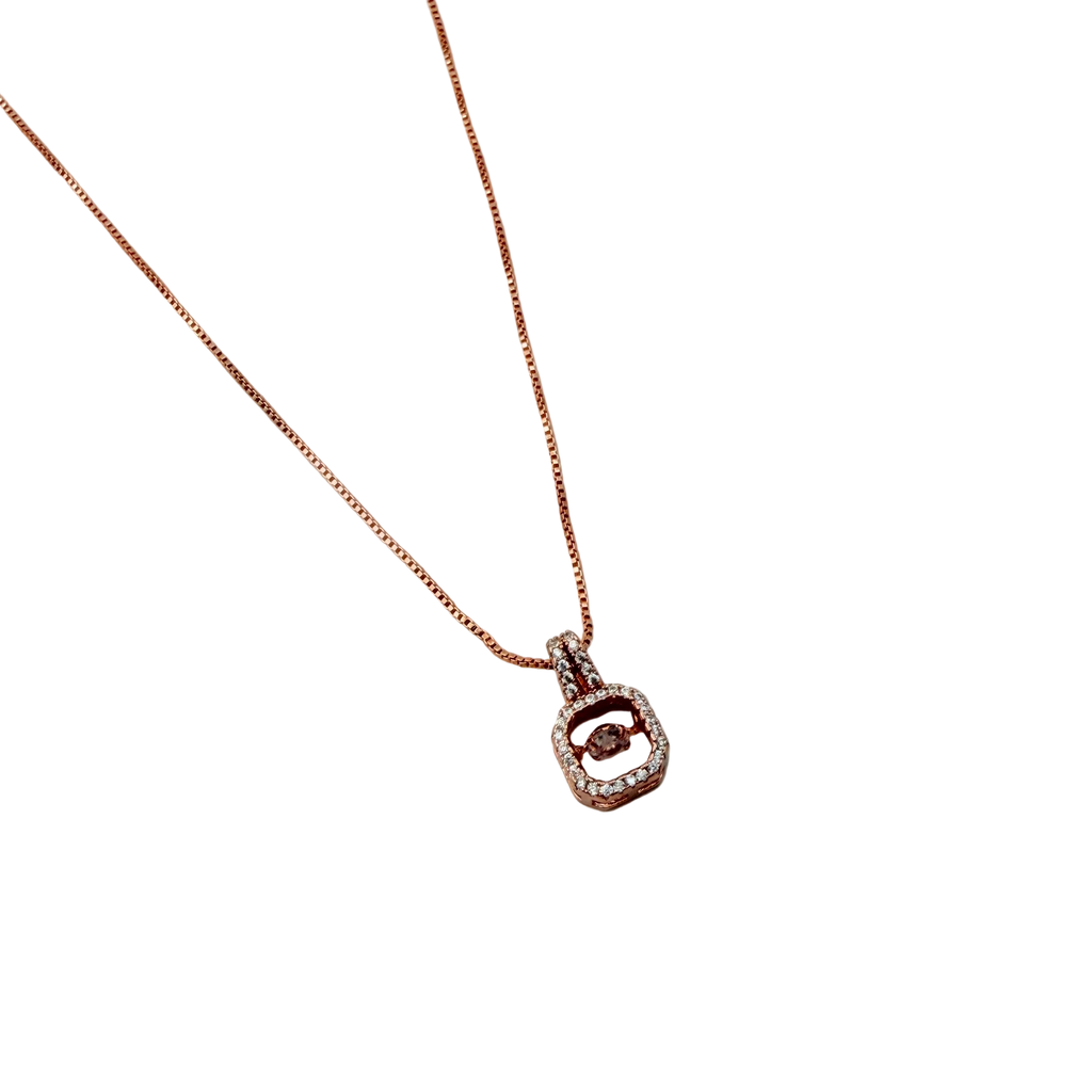 Rose Gold Luxe Lock Crystal Pendant Necklace