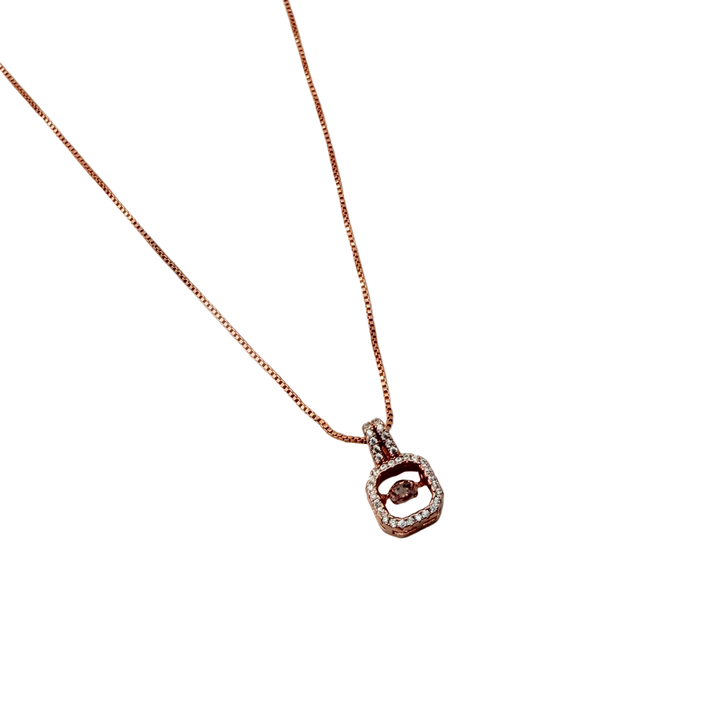 Rose Gold Luxe Lock Crystal Pendant Necklace