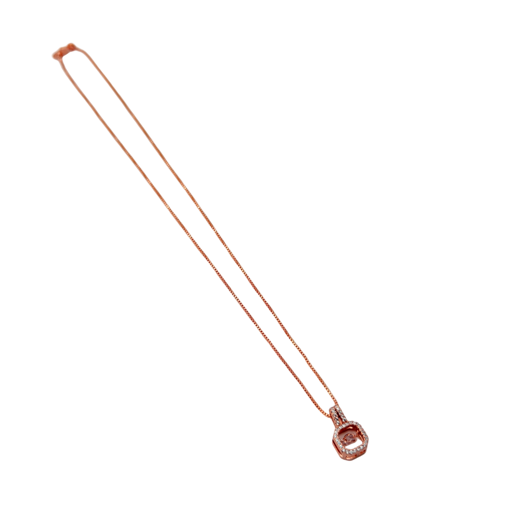 Rose Gold Luxe Lock Crystal Pendant Necklace