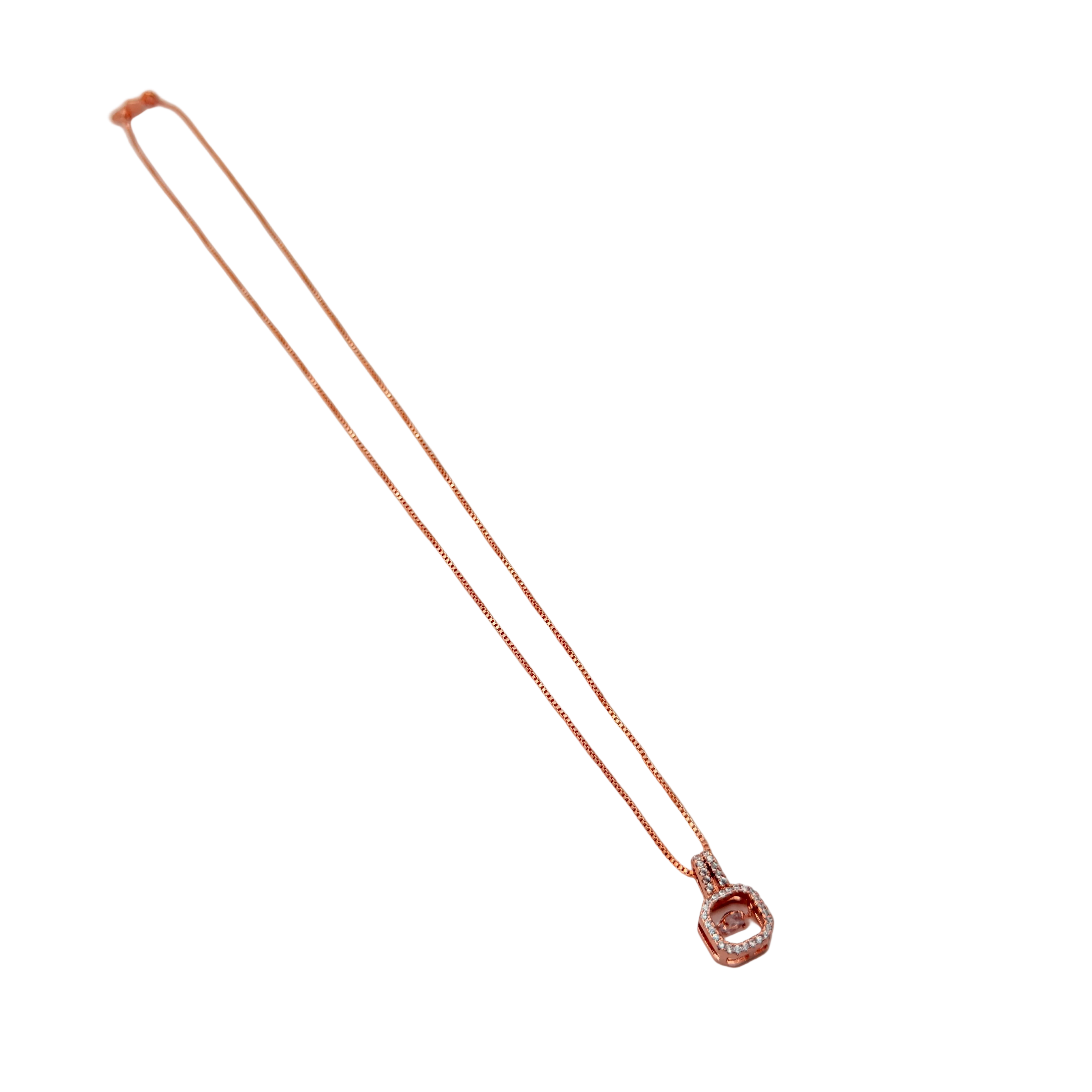 Rose Gold Luxe Lock Crystal Pendant Necklace
