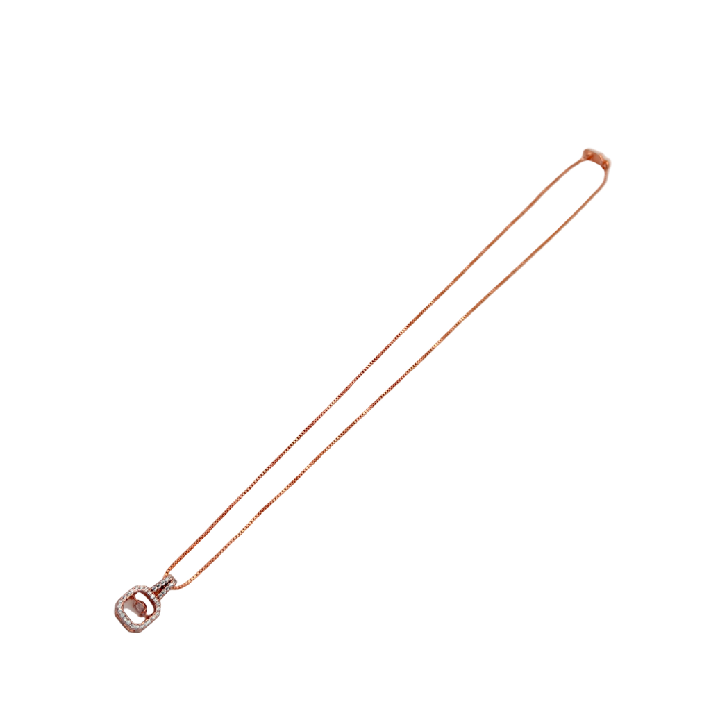Rose Gold Luxe Lock Crystal Pendant Necklace