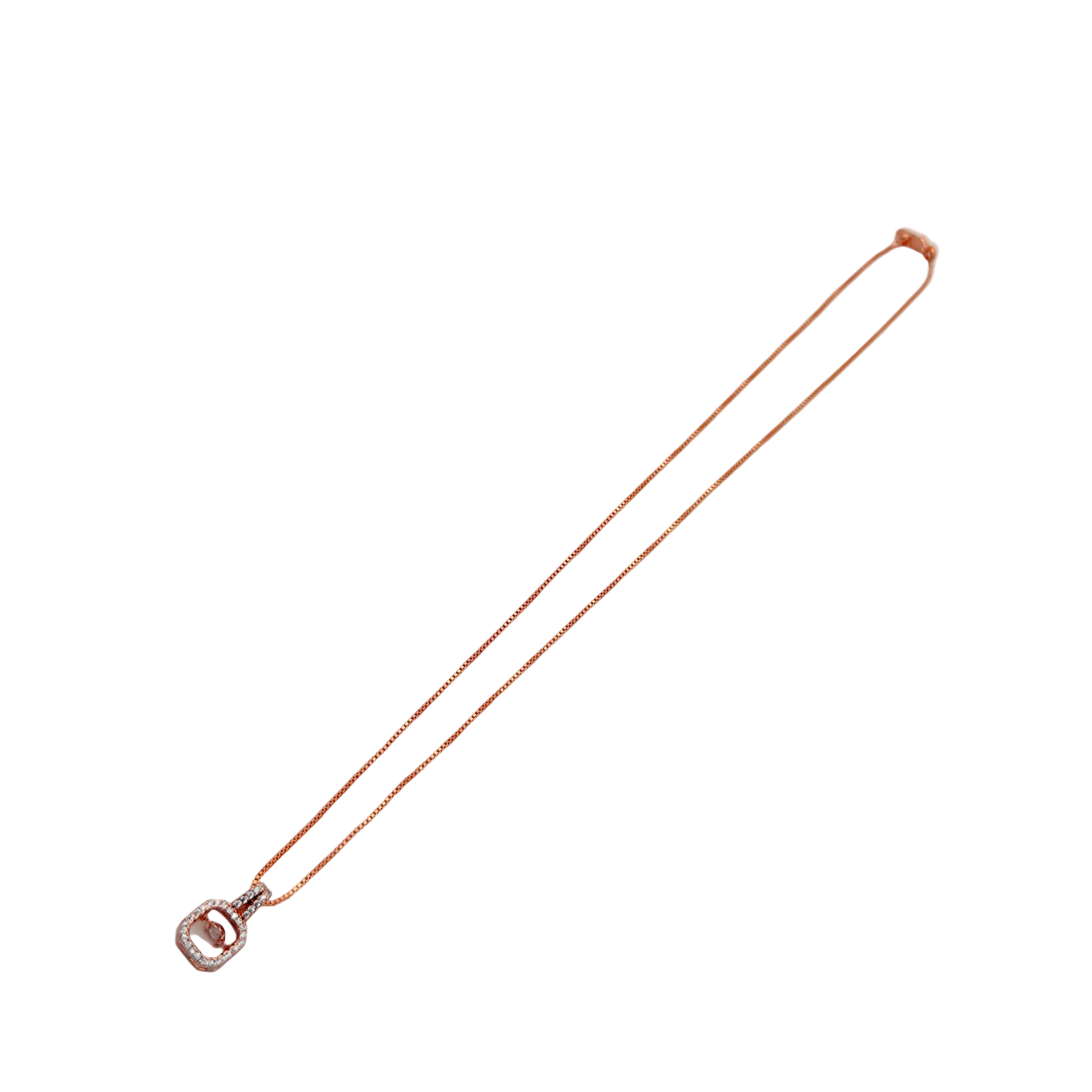 Rose Gold Luxe Lock Crystal Pendant Necklace