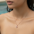 Rose Gold Blossom Halo Crystal Pendant Necklace