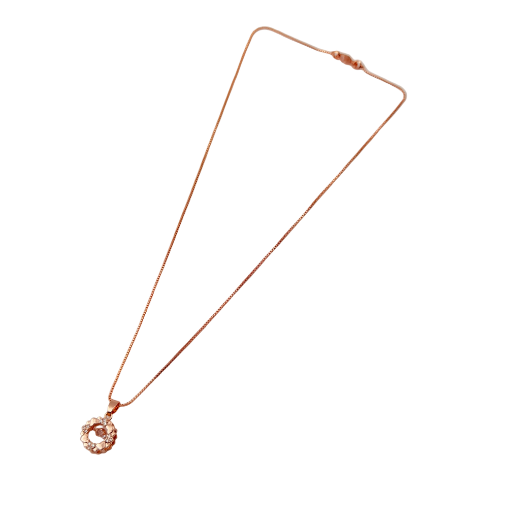 Rose Gold Blossom Halo Crystal Pendant Necklace