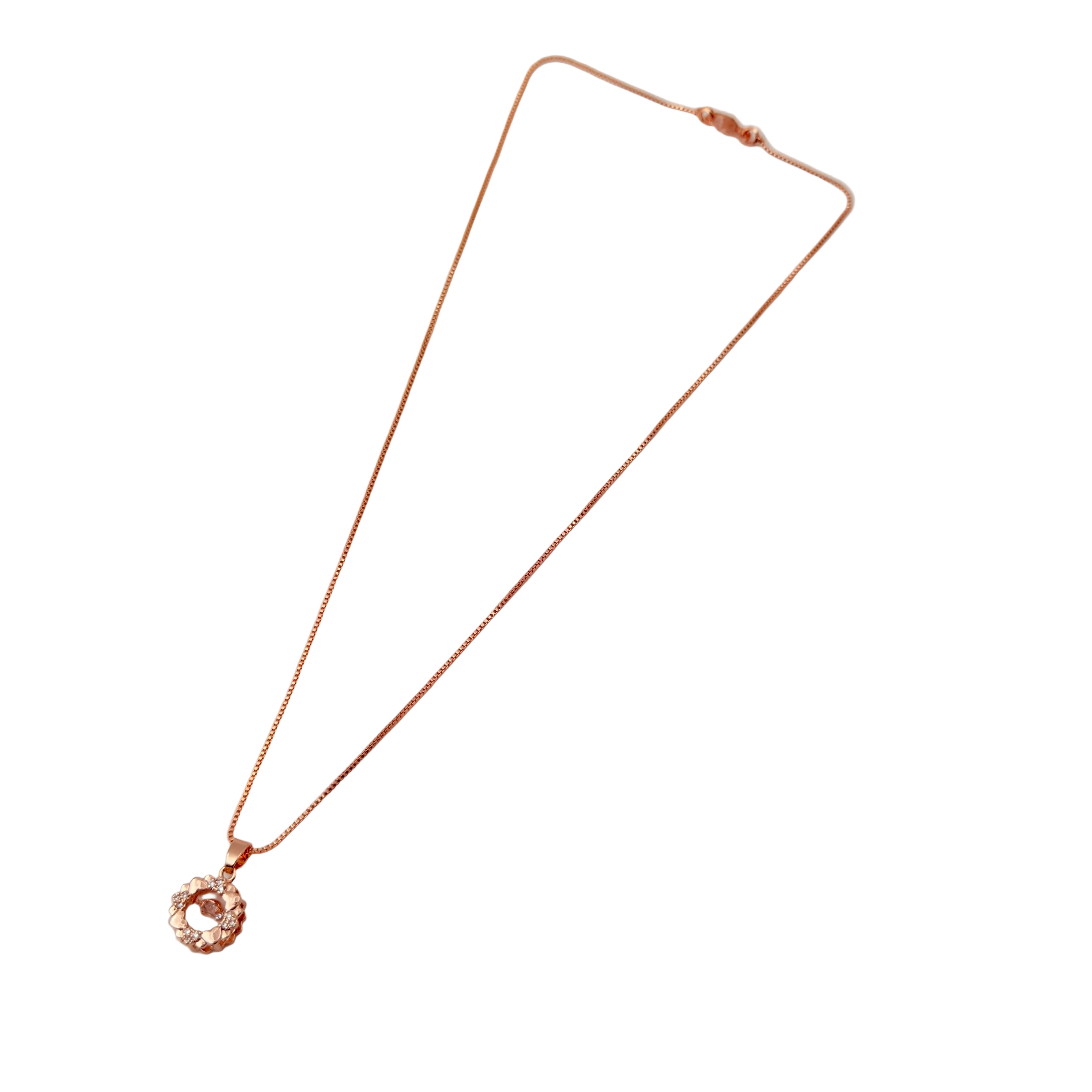Rose Gold Blossom Halo Crystal Pendant Necklace