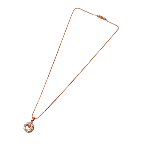 Rose Gold Blossom Halo Crystal Pendant Necklace