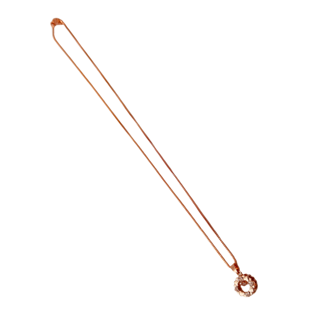 Rose Gold Blossom Halo Crystal Pendant Necklace