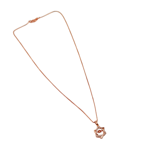 Rose Gold Geometric Star Crystal Pendant Necklace