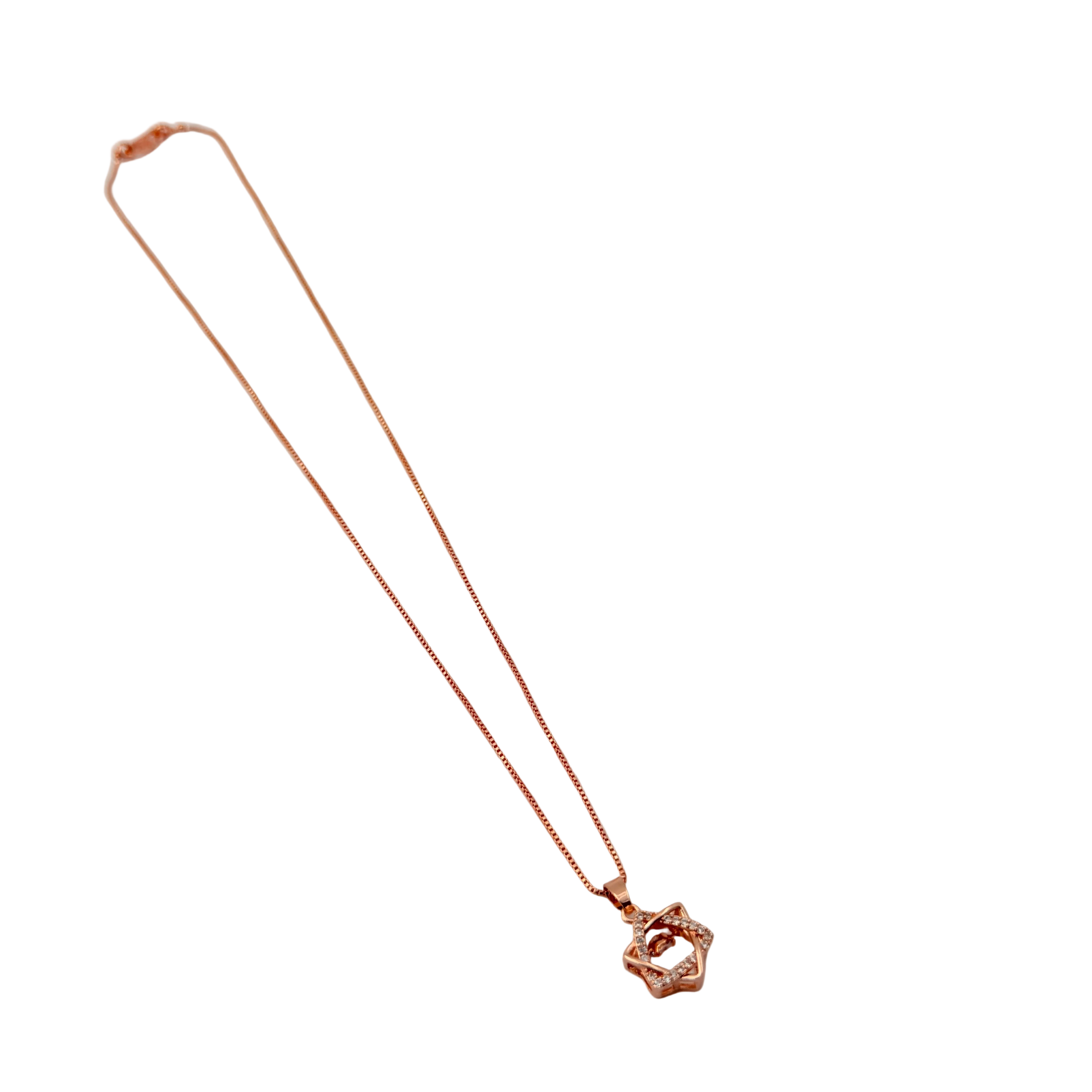 Rose Gold Geometric Star Crystal Pendant Necklace
